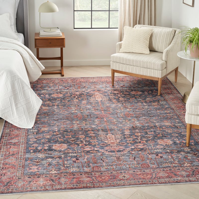 Brilliance Machine Washable Persian Floral Area Rug