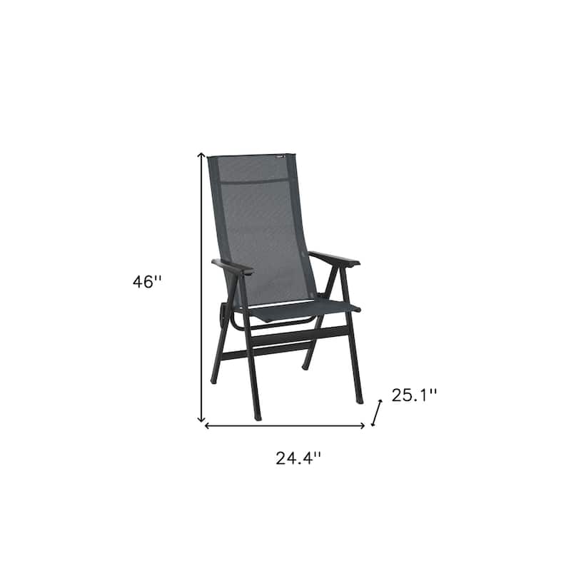 24 Inch Outdoor Armchair Grey and Black Steel Frame Patio Seating - 24.4” x 25.1” x 46”