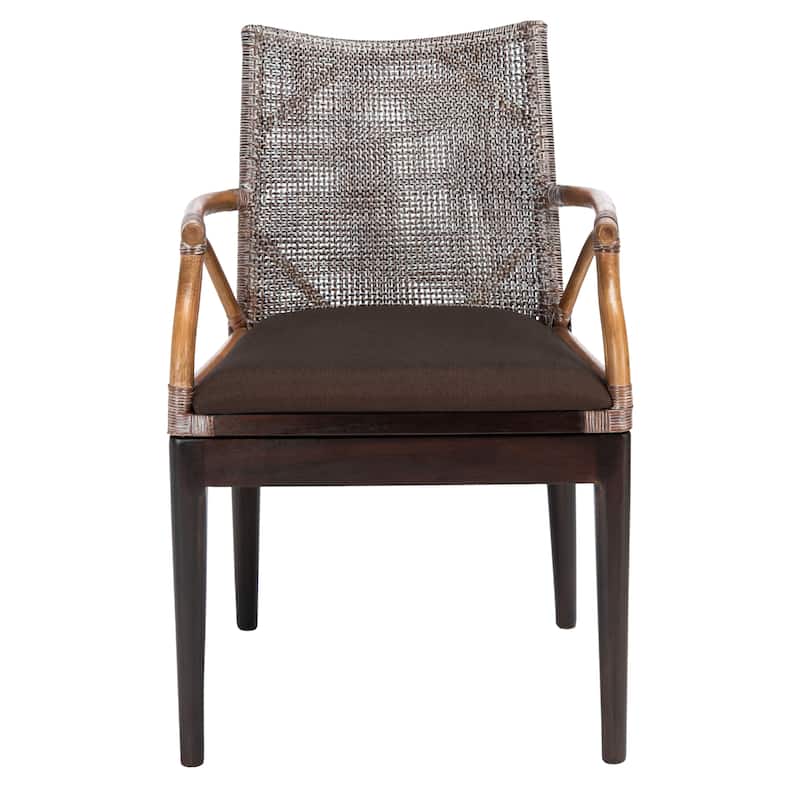SAFAVIEH Gianni Tropical Coastal Cushion Arm Chair - 21.5" W x 23.5" L x 32.3" H