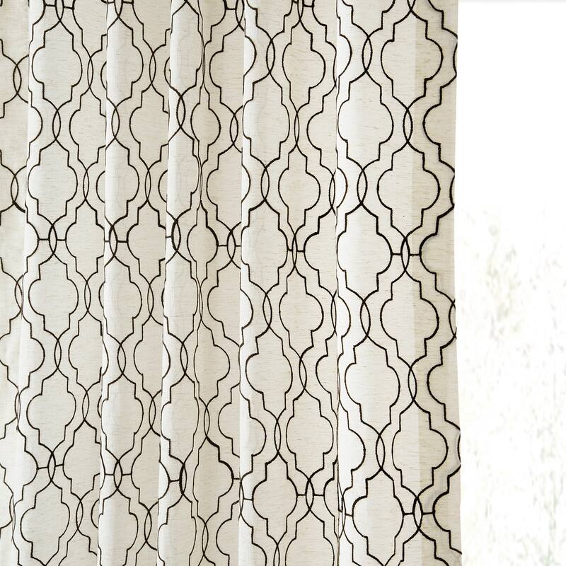 Exclusive Fabrics Saida Embroidered Faux Linen Sheer Curtain (1 Panel)
