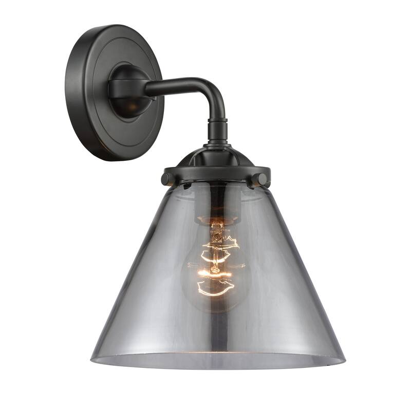 Innovations Lighting Large Cone Single Light 9" Tall Bathroom Sconce - Oil Rubbed Bronze / Smoked