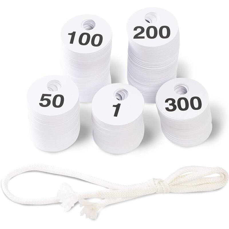 Juvale 2-Set Reusable Plastic Coat Room Check Tag, Double-Sided, Numbered 1-300 per Set