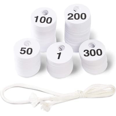 Juvale 2-Set Reusable Plastic Coat Room Check Tag, Double-Sided, Numbered 1-300 per Set