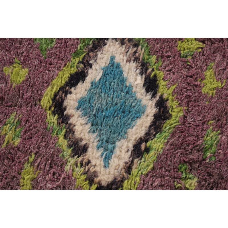 Purple Moroccan Oriental Area Rug Handmade Wool Carpet - 6'0" x 9'9"
