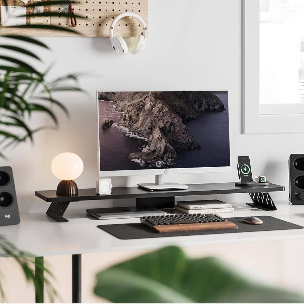 Fenge Dual Monitor Stand Riser, 31.5 inch Long Monitor Stand for Desk - 31.5 x 9.2 x 3.9 inches