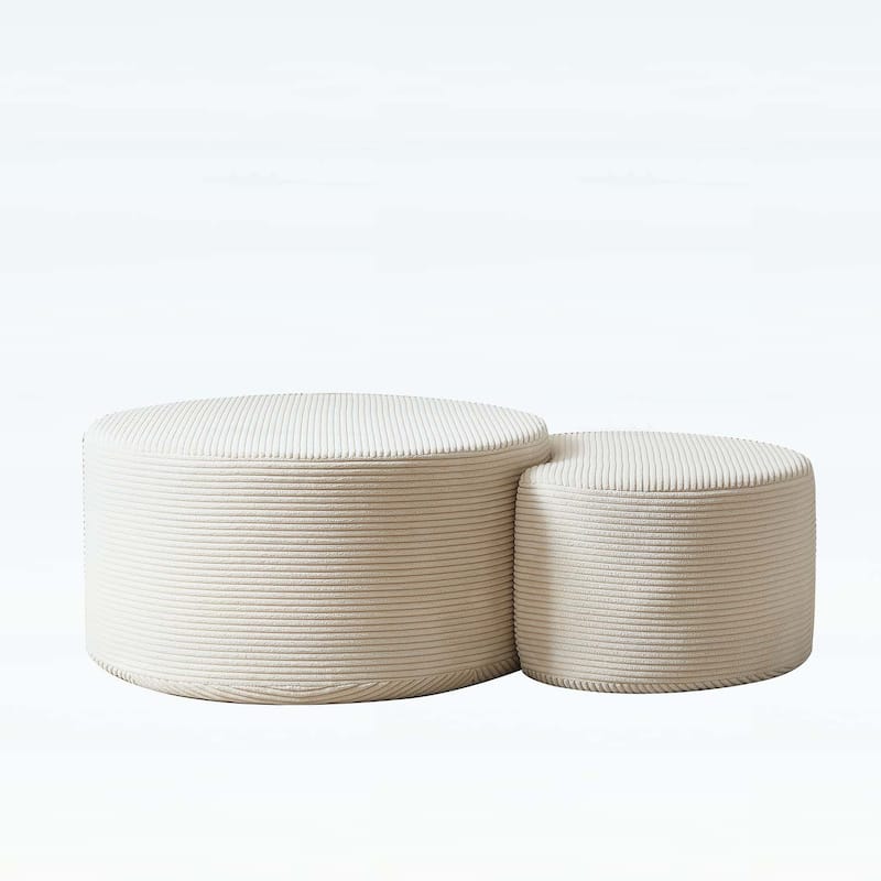 Upholstered Round Tables for Living Room,Set of 2