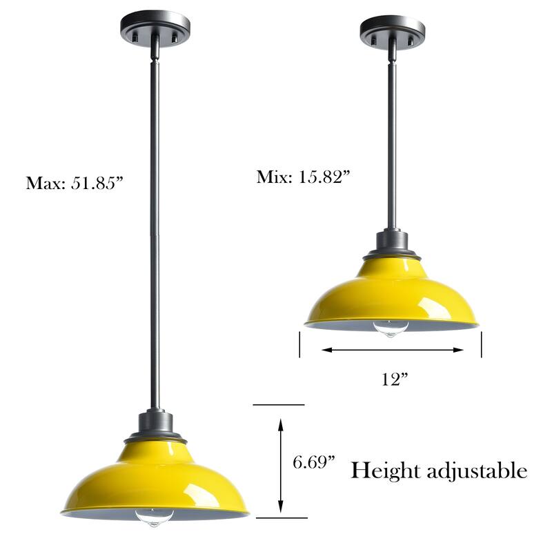 Massa Dome Pendant Light Fixture for Kitchen Island, Modern Metal Hanging Light with Rod