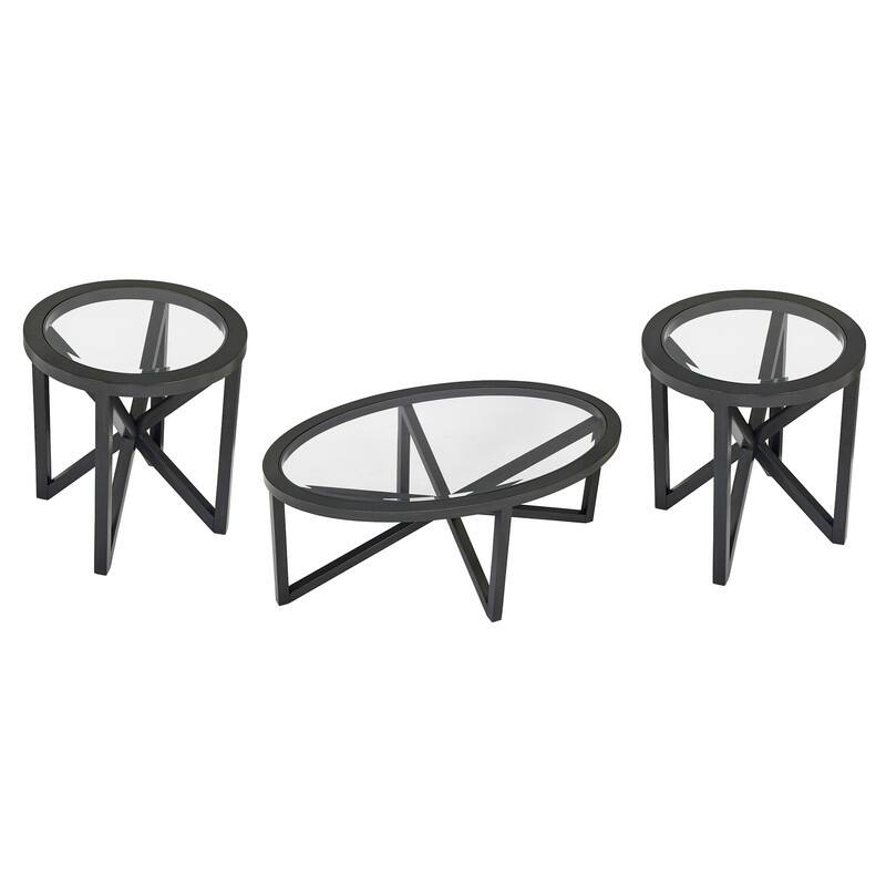 Modern Round Glass Coffee Table with Solid Wood Base - Tempered Glass Top for Living Room, Terrace, Study