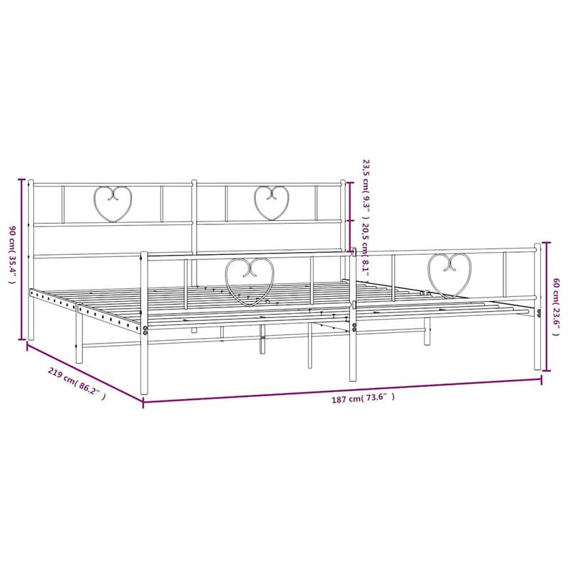 vidaXL Metal Bed Frame, No Mattress