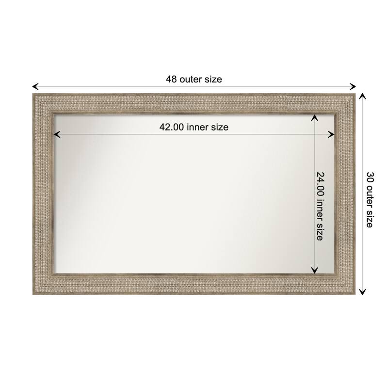 Trellis Silver Framed Non-Beveled Custom Wall Mirror, Bathroom Vanity Mirror - Outer Size: 48 x 30
