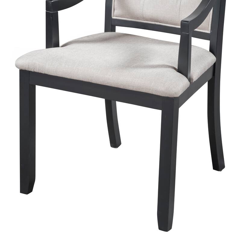 Black Retro 5-Piece Wooden Dining Table Set with Extendable Round Table & 4 Chairs