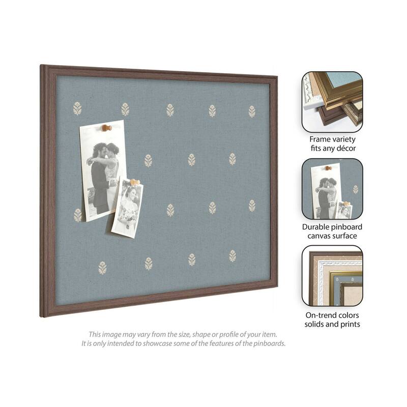 Kate and Laurel Pinboard Blue Botanical Block Print