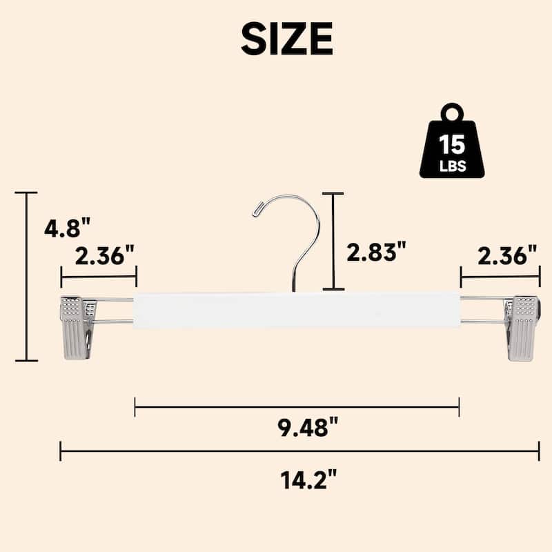 BP4U Premium Wooden Pants Hangers with Adjustable Clips, Solid Wood Skirt Hangers for Jeans, Slacks, Dresses