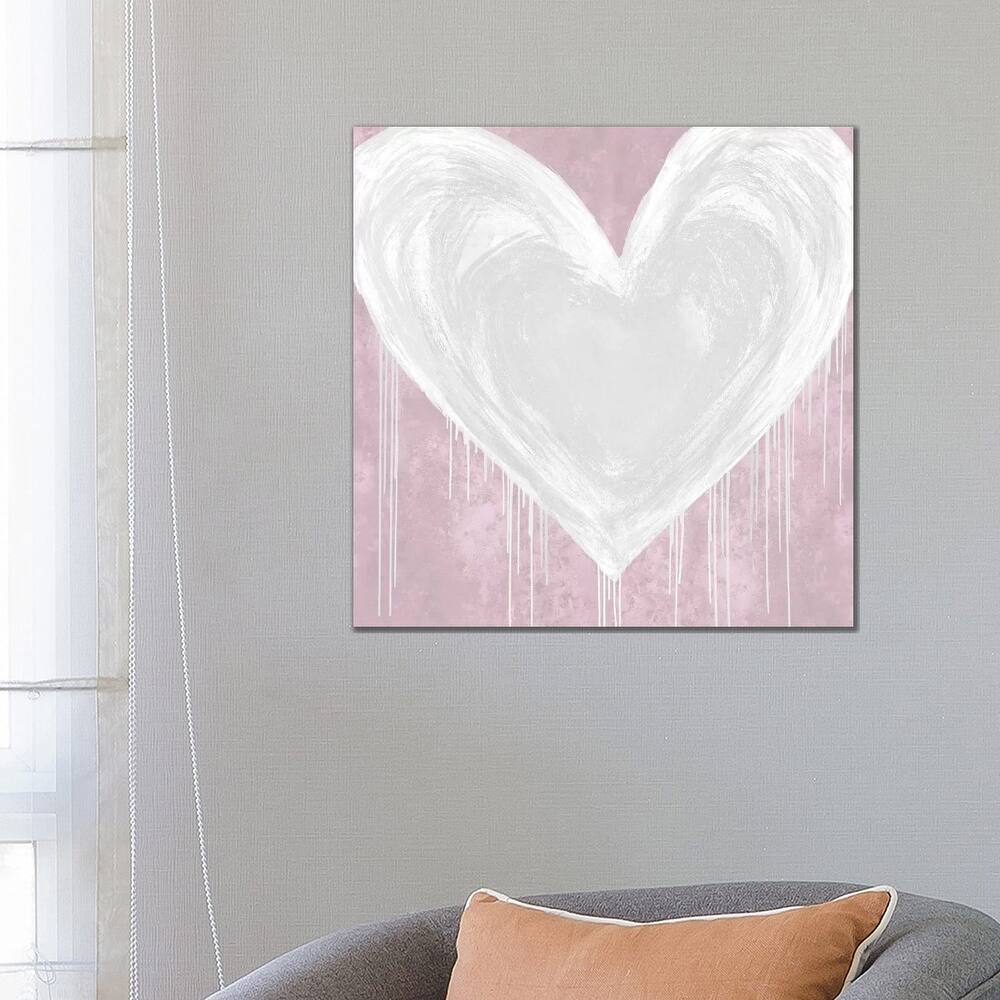 iCanvas "Big Hearted White on Pink" by Lindsay Rodgers Canvas Print