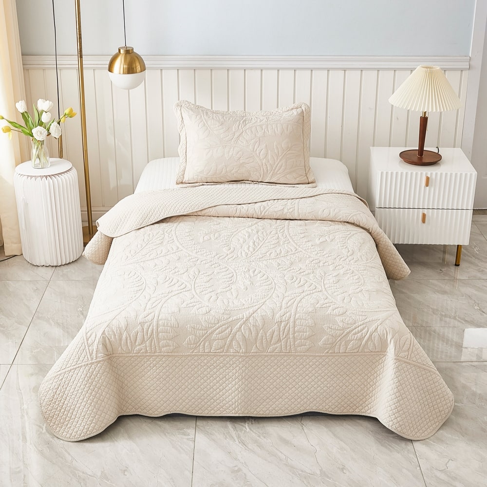MarCielo 3 Piece Cotton Oversized Bedspread Quilt Set Tmonica