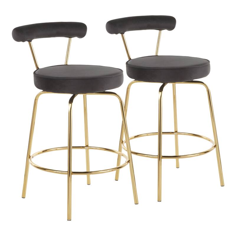 Silver Orchid Caines 26" Fixed-Height Gold Counter Stool (Set of 2)
