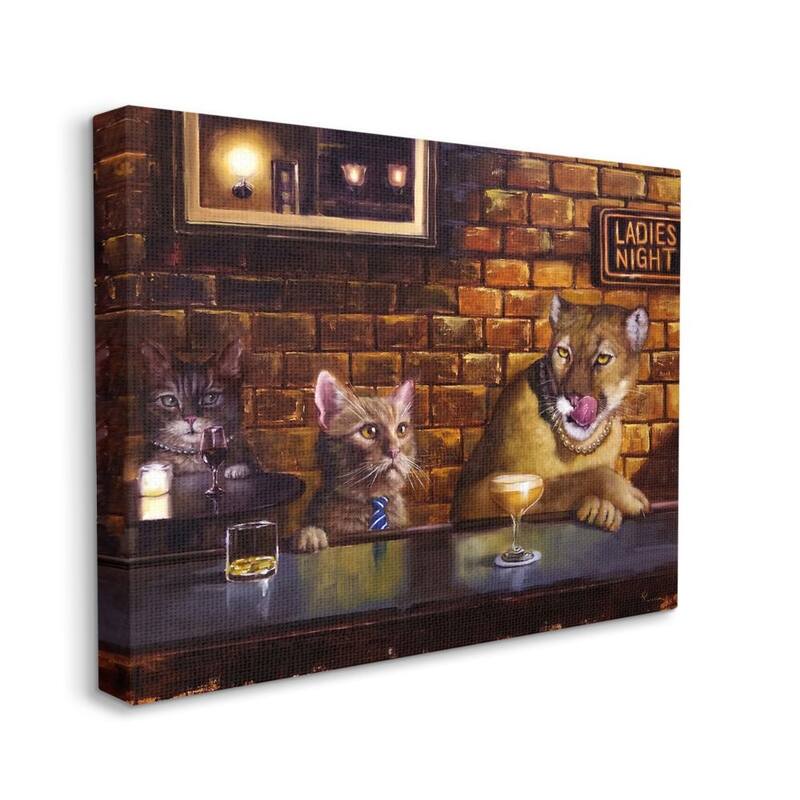 Stupell Cougar at the Bar Ladies Night Animal Humor Canvas Wall Art - Multi-Color - 16 x 20