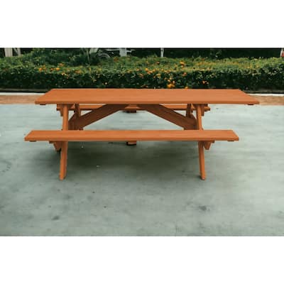HomeRoots 94" Cedar Chest Solid Wood Outdoor Picnic Table