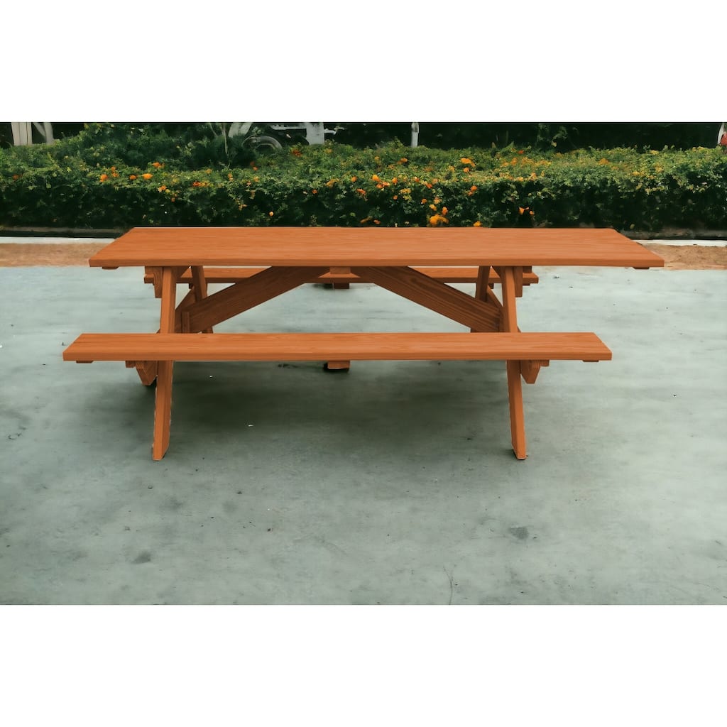 HomeRoots 94" Cedar Chest Solid Wood Outdoor Picnic Table