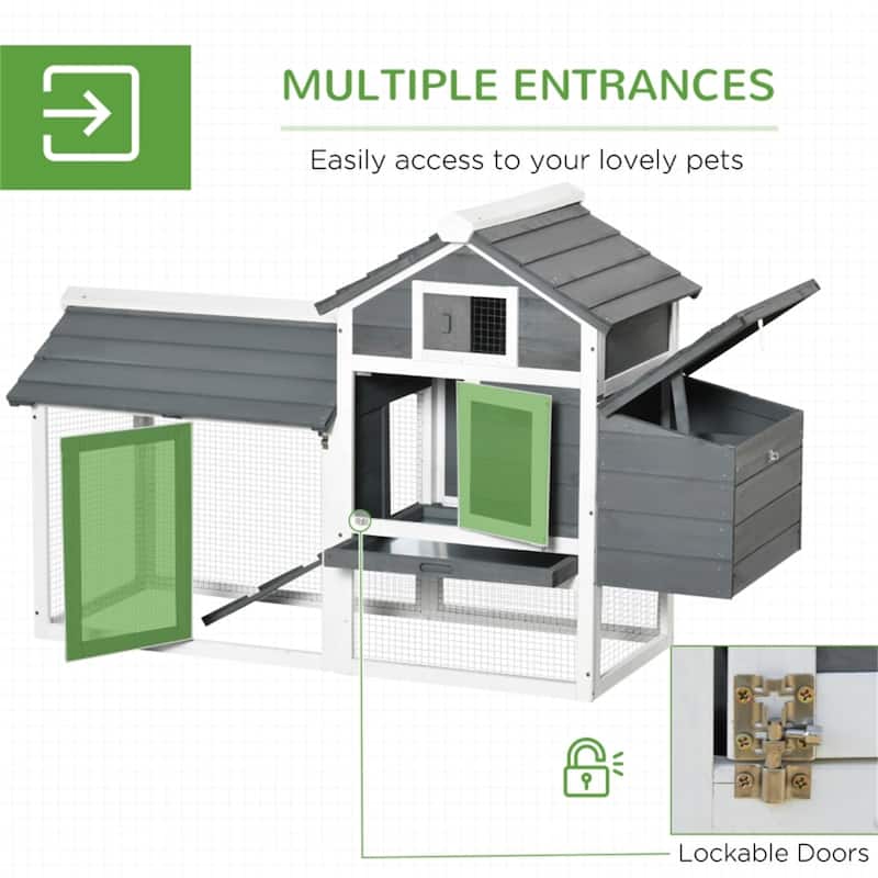 Compact Fir Wood Chicken Coop with Elevated House, Nesting Box, and Ramp