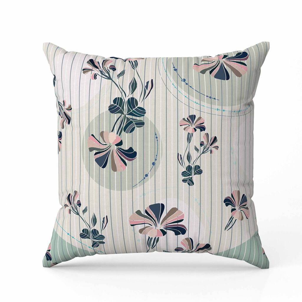 Circular Garden Faux Suede Reversible Throw Pillow Lime and Green