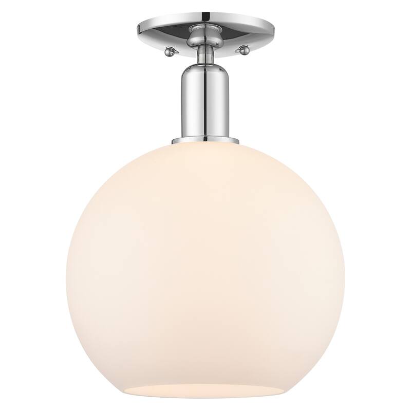 Innovations Lighting 716-1C-14-10 Athens Semi-Flush Athens 10" Wide - Polished Chrome / Matte White