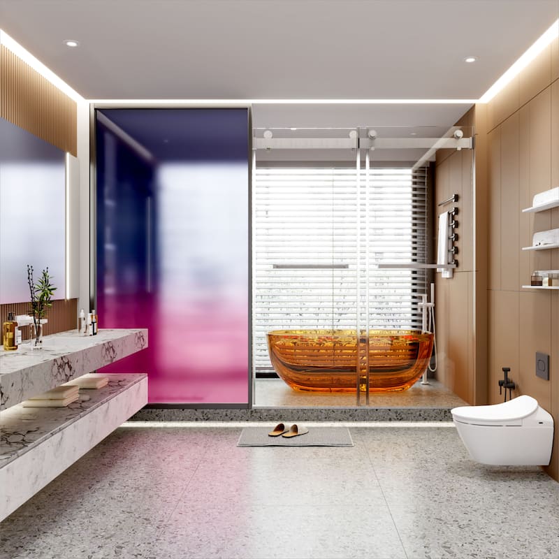 60''W x 76''H Frameless Double Sliding Soft-Close 3/8 inches Glass Shower Door in Brushed Gold/Nickel/Black