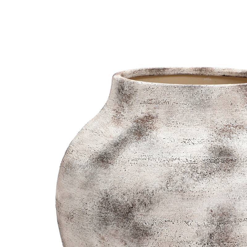 Rustic Gray with Weathered White Finish Stoneware Vase, Vintage Pottery