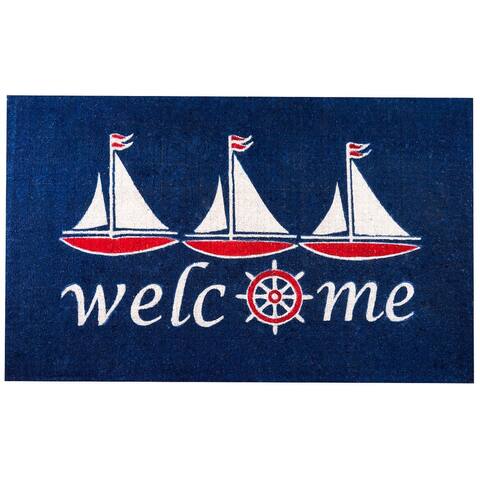 Coco Doormat Front Door Welcome Decorative Entrance Mat, Sailboat