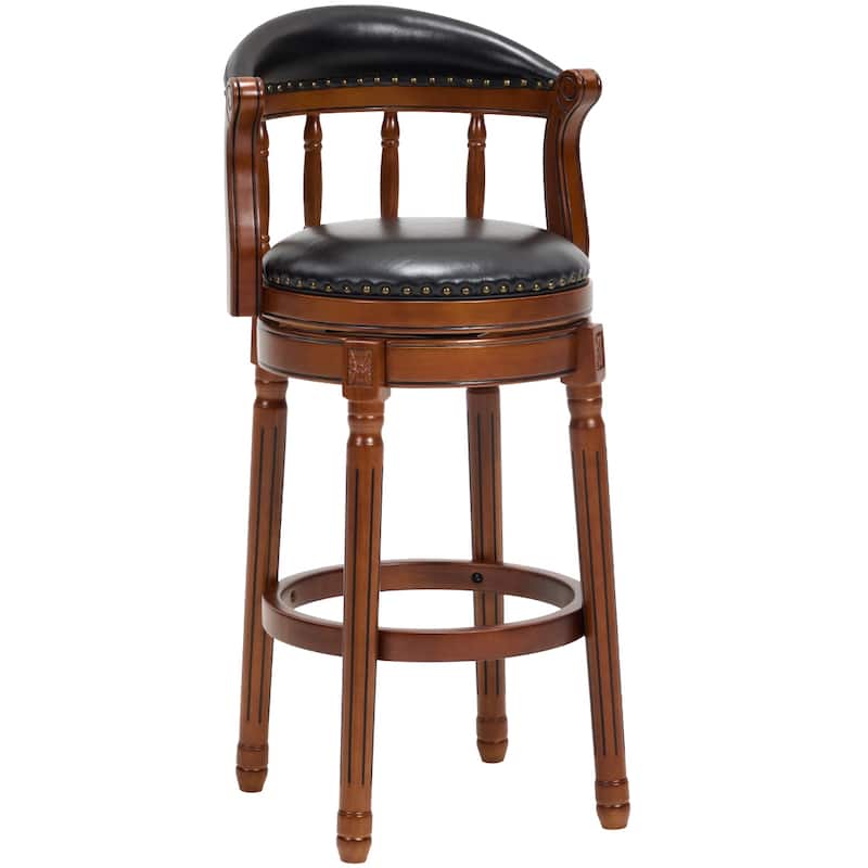 Seat height 29.5" Cow top Leather Wooden Bar Stools, 360 Degree Swivel Bar Height Chair(1pc)