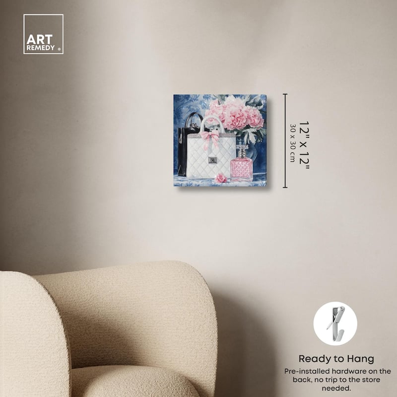 Pink Porcelain Purse and Perfume Canvas by Art Remedy, Gallery Wrapped