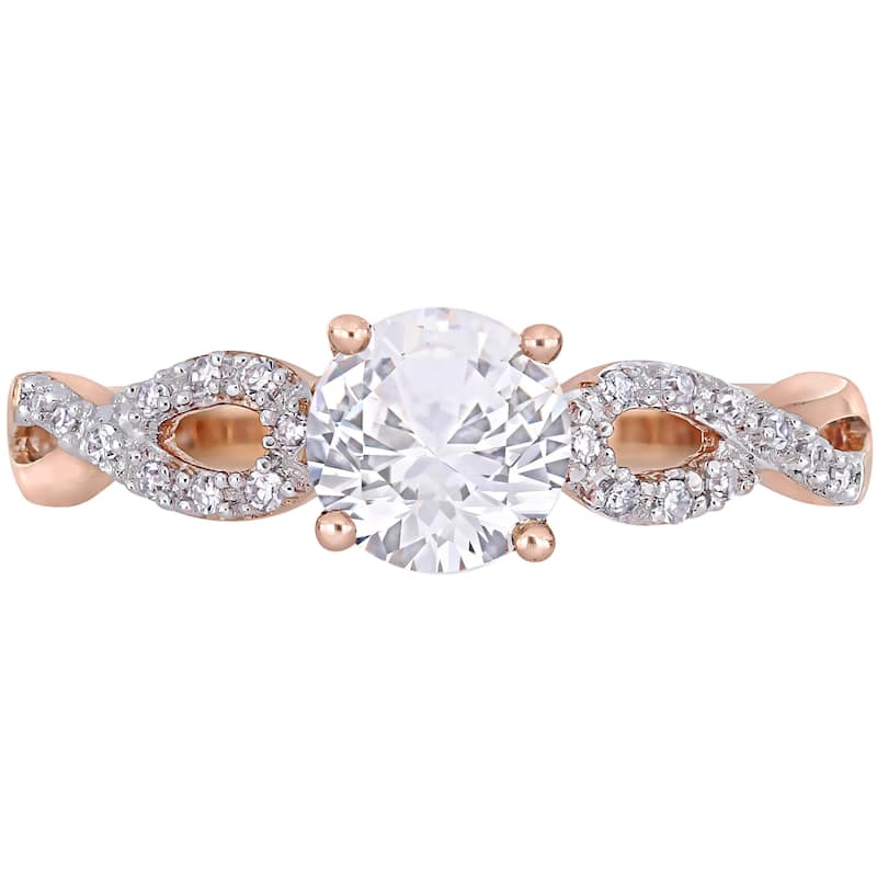 Miadora 10k Rose Gold Created White Sapphire 1/10ct TDW Diamond Infinity Engagement Ring