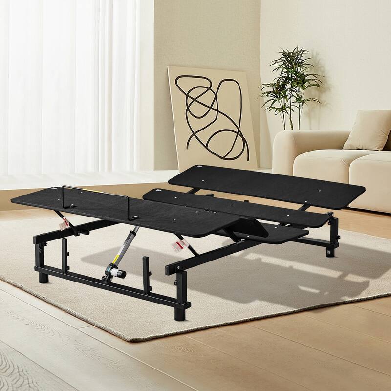 Adjustable Bed Base Frame Queen Bed Frame with Head and Foot Incline Wireless Remote Zero Gravity Quiet Motor Black Queen - Antique Black