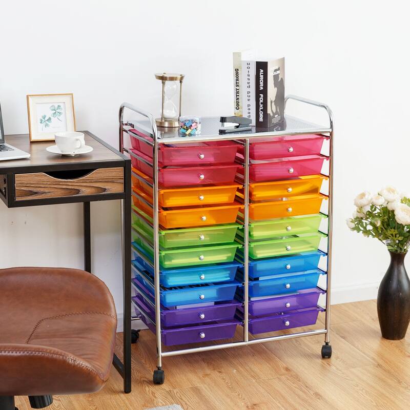 Gymax Office Rolling Cart 20 Storage Drawers Scrapbook Paper Studio