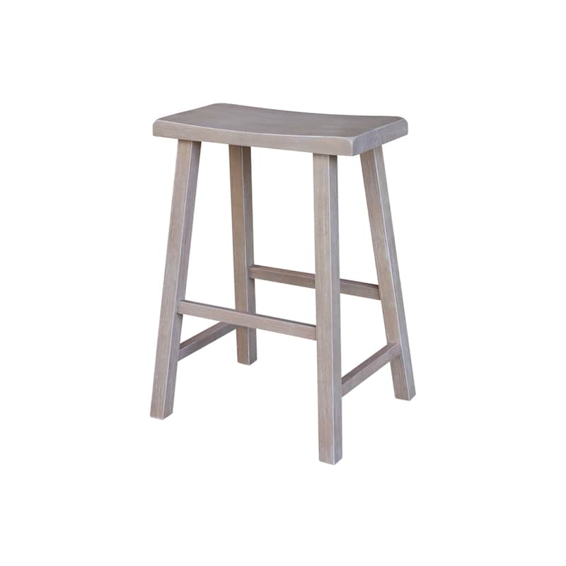 Saddle Seat Counter Height Stool - 24 in. Seat Height - Washed Grey Taupe