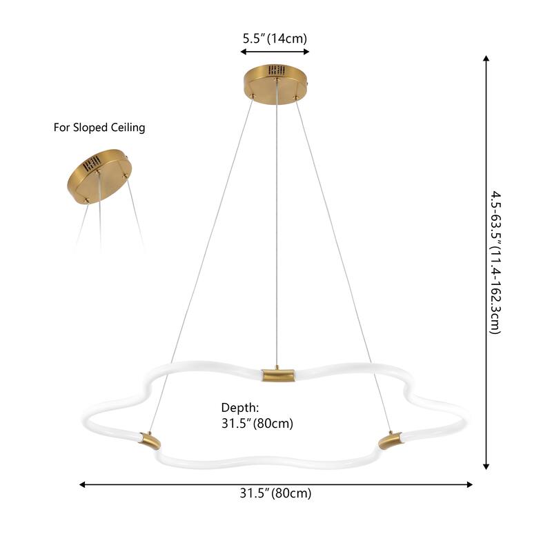 Vara 31.5" Contemporary Minimalist Metal/Acrylic Adjustable Dimmable Cloud Integrated LED Chandelier, by JONATHAN Y