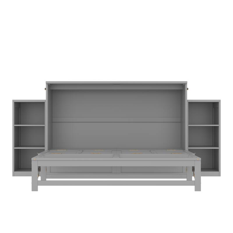 Queen Murphy Bed with Storage Drawers & Shelves for Guest Room