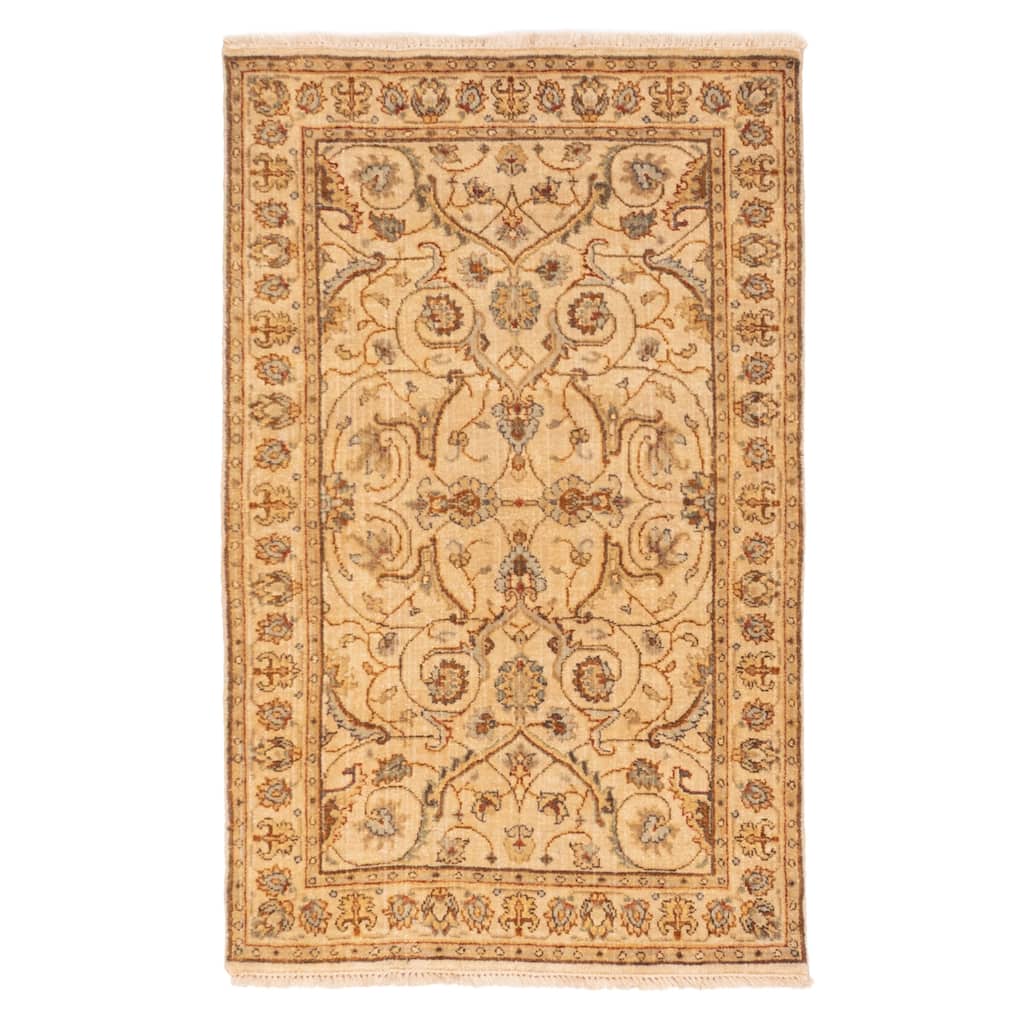 ECARPETGALLERY Hand-knotted Finest Oushak Beige Wool Rug - 3'1 x 4'11