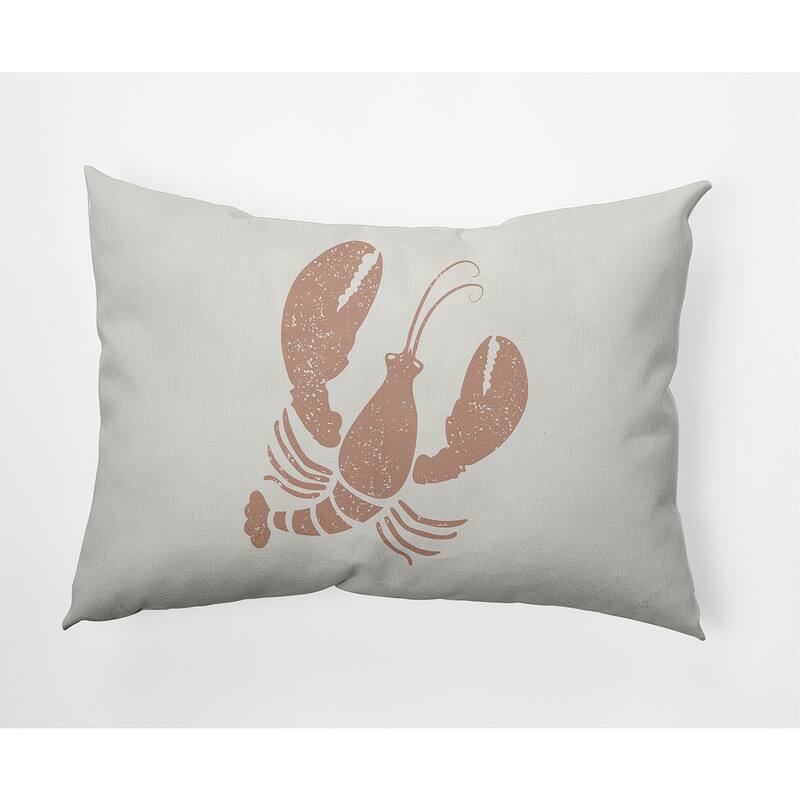 Lobster Nautical Indoor/Outdoor Throw Pillow - Mauve and White - 14" x 20"