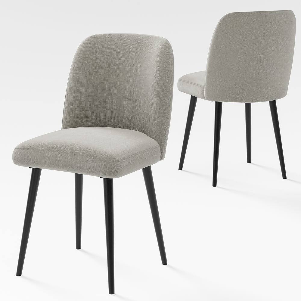 2Pcs Upholstered Dining Chairs Modern Fabric Kitchen Chairs with Padded Seat & Sturdy Metal Legs Side Chairs