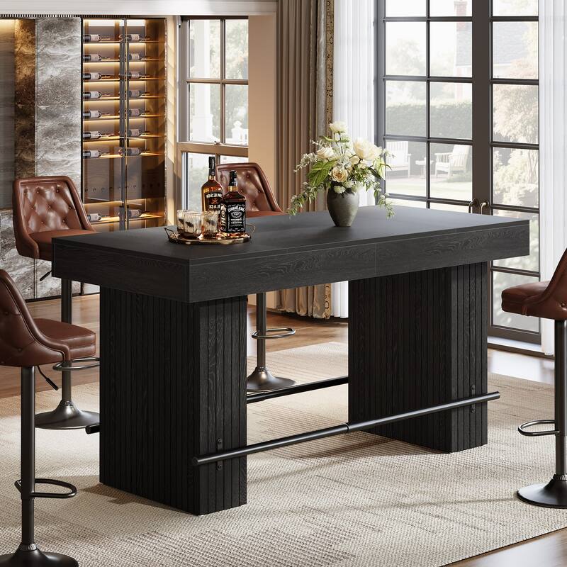 63-Inch Dining Table with Footrest and Large Table Top, Kitchen Island Table - 31.5"D x 62.99"W x 35.43"H