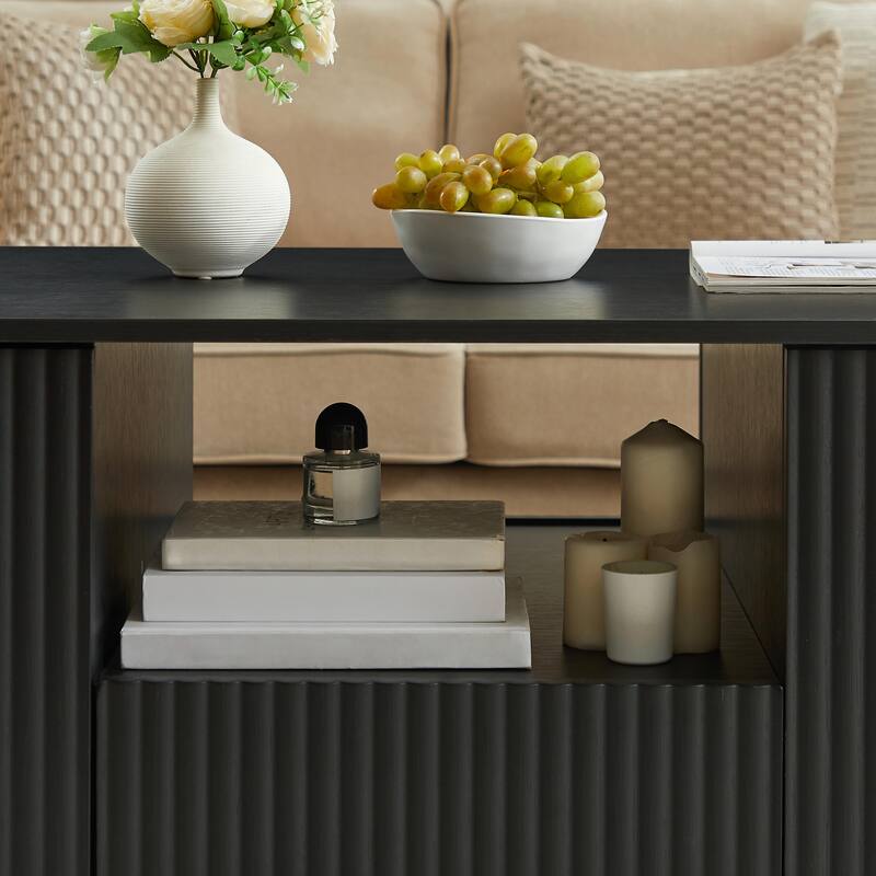 46.5" Modern Luxury Oval Coffee Table with Drawers and Storage Compartments