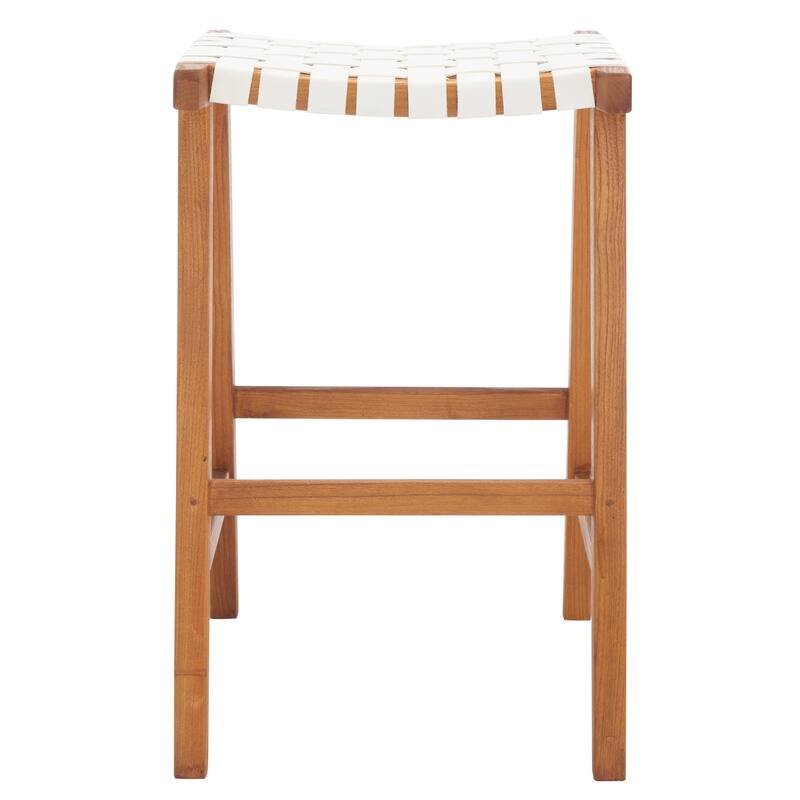 SAFAVIEH Remzija 30-inch Woven Leather Rectangle Bar Stool - 20" W x 19" D x 30" H