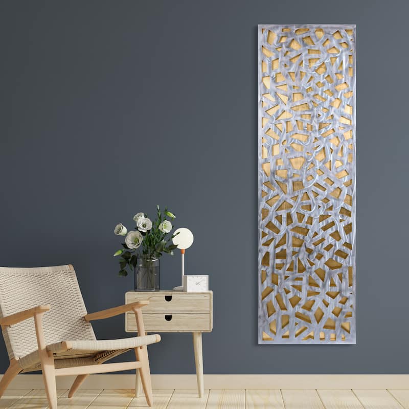 Polished Steel Wall Sculpture Abstract Wall Art with Gold/Silver Leaf