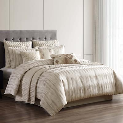 Riverbrook Home Milan 10 PC W Coverlet Comforter Set Tan
