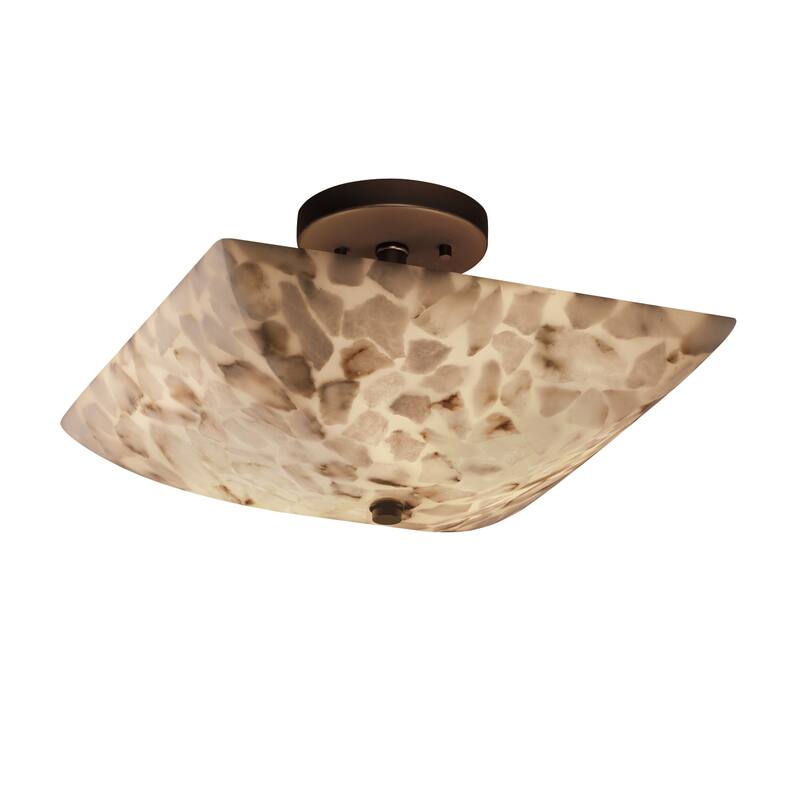 Justice Design Alabaster Rocks! 2-Light Dark Bronze Square Semi-Flush Bowl, Alabaster Rocks - Dark Bronze - Dark Bronze