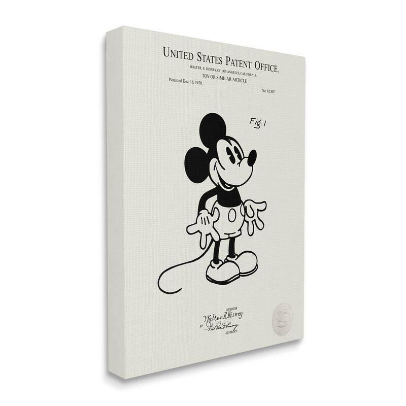 Stupell Vintage Cartoon Character Patent Canvas Wall Art, Design by Karl Hronek