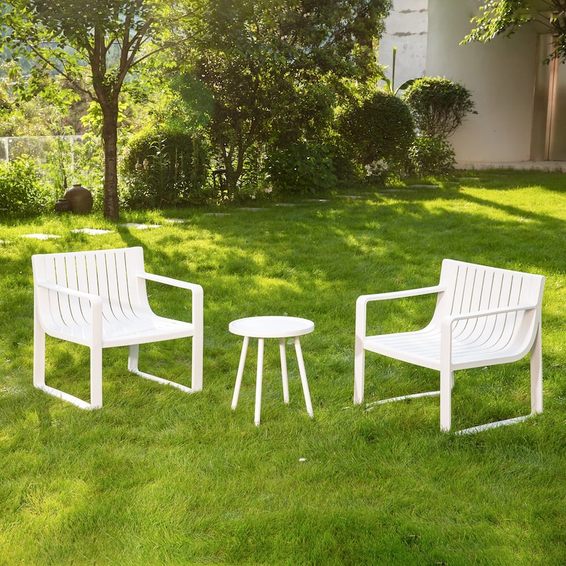 Werph 2 Person Patio Furniture Set, Outdoor Furniture Patio Table and Chairs Set, Blue/White - White