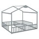 preview thumbnail 16 of 14, House-Style Double Twin Size Floor Bed with Fence, Guardrails, without Door