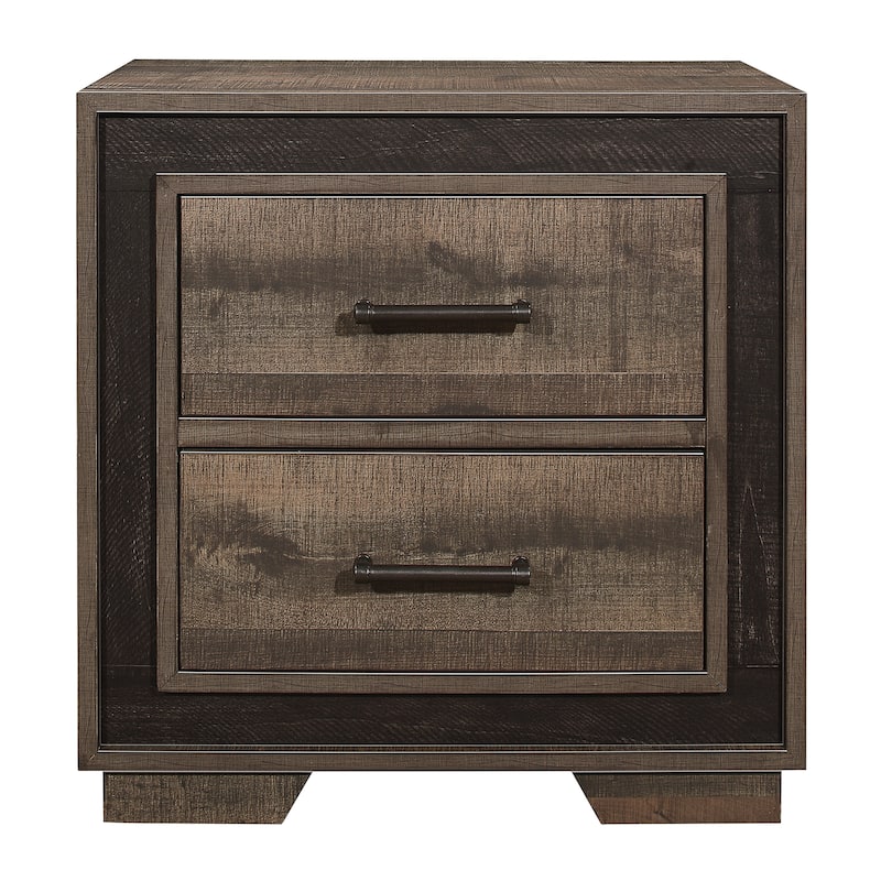 Rustic Style 1pc Nightstand Two-Tone Embossed Faux-Wood Bed Side Table Bedroom Furniture